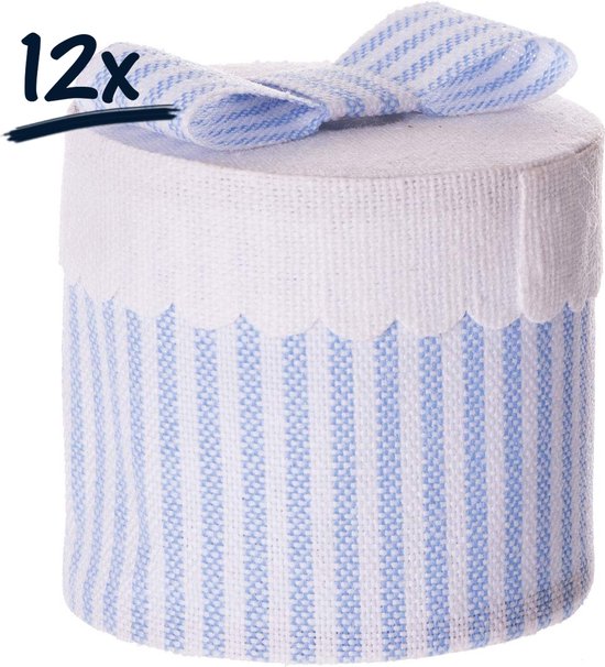 12x doosje juwelendoosje tandendoosje babyshower geschenkverpakking bedankje decoratie blauw rond van Moli Toys & Fun