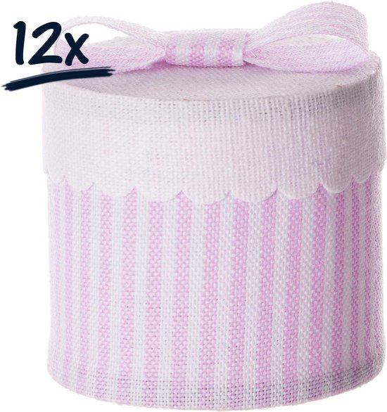 12x doosje juwelendoosje tandendoosje babyshower geschenkverpakking bedankje decoratie roze rond van Merkloos