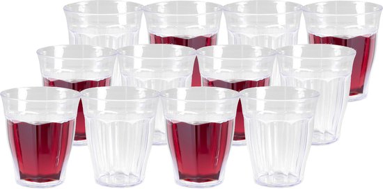 12x Kunststof onbreekbare camping glazen Picardie transparant 250 ml - Camping servies - Stapelbaar van Misterspex