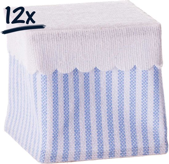 12x stoffen doosje juwelendoosje tandendoosje babyshower geschenkverpakking bedankje decoratie blauw van SolaMx