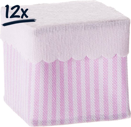 12x stoffen doosje juwelendoosje tandendoosje babyshower geschenkverpakking bedankje decoratie roze van BigBuy Accessories