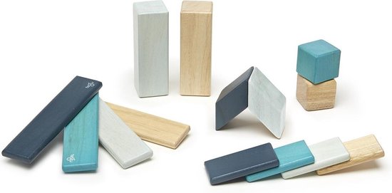 14 Piece Tegu Magnetic Wooden Block Set Blues van Tegu