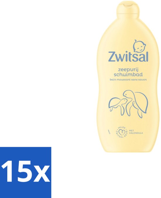15 x Zwitsal – Schuimbad – Zeepvrij Baby – 700 ml - Babyhuid Reinigen - Zeepvrij Schuimbad - Calendula - Anti-prik - Gevoelige Huid