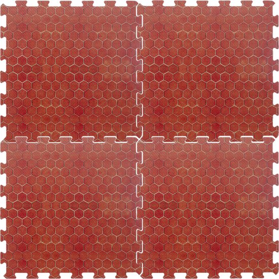 16x stuks Foam puzzelmat zwembadtegels/fitnesstegels terracotta tegeltjes 50 x 50 cm van Floorguard