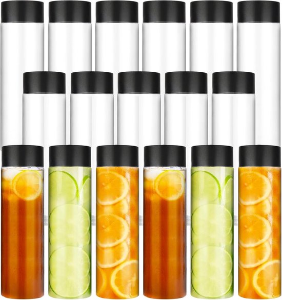 18 Pcs 500ml Plastic Juice Bottles voor het Vullen - 16 oz Plastic Flessen voor Vullen - Herbruikbare Lege Smoothie Fles voor Water - Sap - Melk en Huisgemaakte Dranken