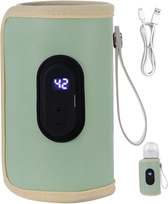 18W draagbare fleswarmer, snelle verwarming fleswarmer, instelbare temperatuur USB fleswarmer voor huis, familie, reizen, groen, draagbare fleswarmer, reizefleswarmer, fleswa