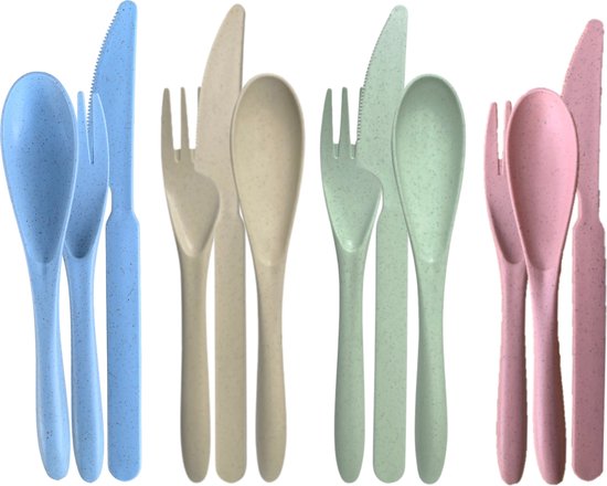 18x Herbruikbare Bestek Kunststof 16 cm | Duurzaam Campingservies | Picknickservies | Cutlery Set | Bestek Picknick- Multicolor van Moses.