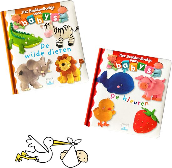 2 beeldenboekjes met stevige bladzijden - Kleuren en Dieren leren - Baby boekjes eerste jaar - Baby speelgoed - Buggyboekjes - Eerste woordjes - Kraamcadeau - Cadeau Jongen / Meisje - 0 jaar / 6 maanden / 1 jaar van Jollein