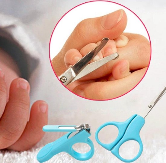 2 Delige Baby Manicure set - Veiligheidsschaartje - Mini Nagel Knipper - Blauw van Littleandpure