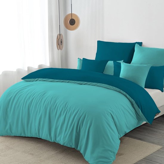 2-delige beddengoed set 155x220 cm, turquoise/petrol