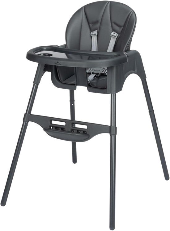 2-in-1 Baby Kinderstoel - 6 maanden - 3 jaar - Gevoerd Kussen - Lichtgewicht (4 kg) Peuterstoel - Verstelbare Voetensteun Tray - Met 1 hand Verstelbare Rugleuning - Tinted Graphite