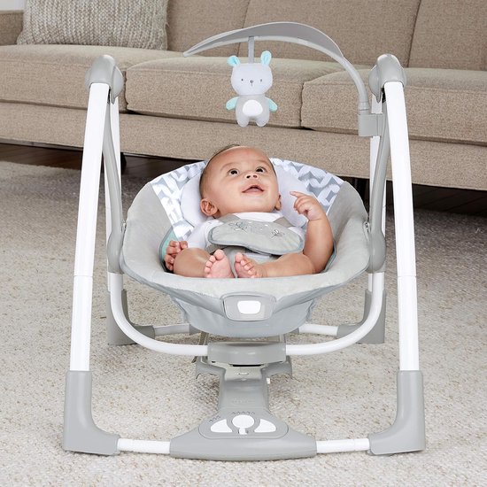 2-in-1 Baby Schommelstoel en Kinderzitje - 5 Schommelstanden - Trilfunctie - 12 Melodieën en 4 Natuurgeluiden - Opvouwbaar