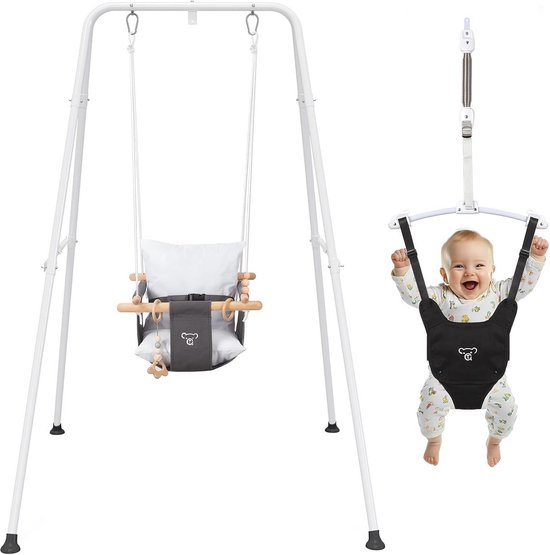 2-in-1 babyjumper met babyschommel en schommelframe - veelzijdige babywip voor binnen en buiten