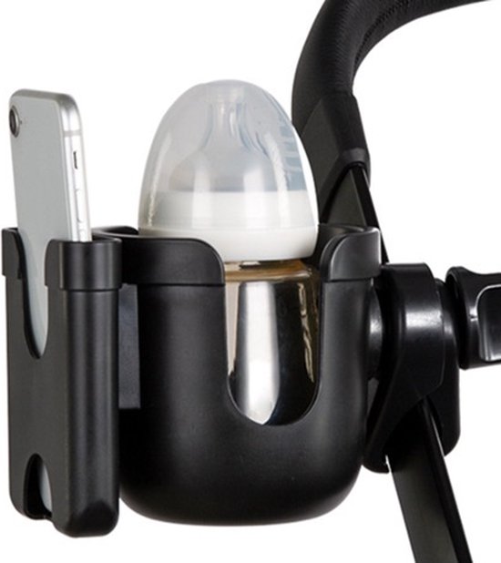 2 in 1 bekerhouder en telefoonhouder voor aan de kinderwagen of fiets - accessoires- wandelen- fleshouder van Lark Europe