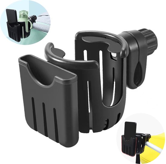 2 in 1 Bekerhouders & Telefoonhouder - Fiets Telefoonhouder - Schokbestendig - Organizer voor kinderwagen/fiets/rolstoel/Walker/Rollator - Kinderwagen Accessoires van VicSguitars