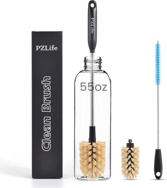 2-in-1 Detachable Brush Head Water Bottle Brush & Straw Brush Cleaning Scrubbing Brush 15" Stainless Steel Bottle Brush Multifunctional Cleaning Brush Homework Cleaning Brush Multifunctional
