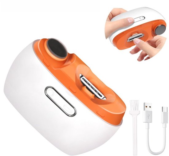 2-in-1 Elektrische Nagelknipper En -vijl – Automatische Nageltrimmer En -polijster, Spatwaterdichte Knipper Met Twee Snelheden, Oplaadbaar Via USB, LED-lampje, Veilig En Slim Trimmen En Polijsten van Mokeneye