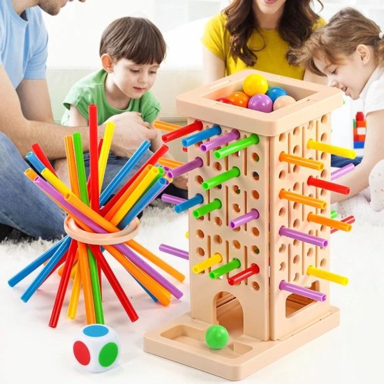 2-in-1 Gekleurde Stokjes-balans-toren – Montessori-bordspel – Spel Met 36 Gekleurde Stokjes En Ballen Die Niet Vallen – Speelgoed Dat Het Observatievermogen En De Cognitieve Vaardigheden Stimuleert En De Band Tussen Ouder En Kind Versterkt van Merkloos