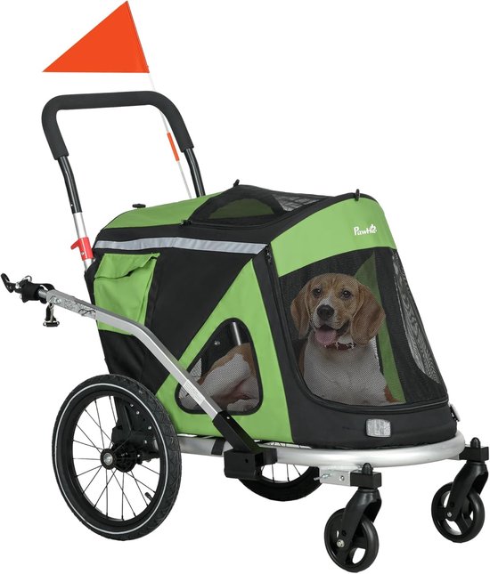 2-in-1 Hondenbuggy en Fietskar voor Middelgrote Honden tot 20 kg - Ergonomisch en Veilig van Merkloos
