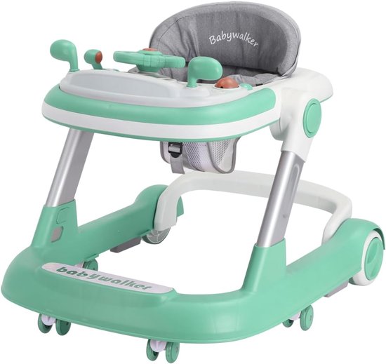 2-in-1 loopstoel voor baby's en peuters, met afneembaar eetblad en muziekblad (batterij niet inbegrepen), opvouwbare loopstoel met activiteiten voor jongens en meisjes van 6-18 maanden - groen van Safety 1st.