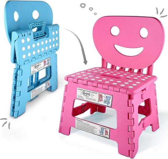 2-in-1 opvouwbare kinderstoel klein met rugleuning en opstapje - stabiele opstap, veilige zit, gemakkelijk te gebruiken (blauw) van Miniso