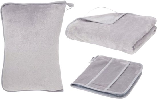 2-in-1 reisdeken & reiskussen COMFYGO - Grijs - 100% polyester - Vaderdag Cadeau - Papadag van Merkloos