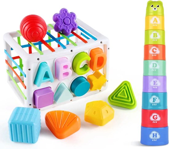 2 in 1 Speelgoed Set - Montessori Speelgoed - Speelgoed - Baby Speelgoed - Baby Speelgoed 6 maanden - Speelgoed 1 Jaar - Kinderspeelgoed - Stapeltoren 2.0 van Playwell