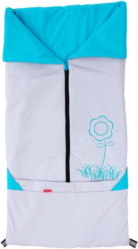 2-in-1 Zomer Kinderwagen Voetenzak en Deken voor Babyschaal en Autokinderzitje - Grijs/Aqua