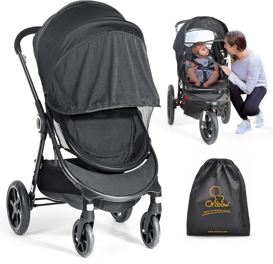 2 in 1 Zonnescherm en Klamboes voor Kinderwagen - Duurzaam Zonnezeil met UPF 50+ en Muskietennet