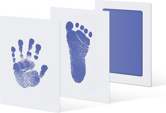 2 Inktpads voor hand- en voetafdrukken van baby's - Zonder Puin en Inkt aan handen -  Veilig voor baby's - Raakt de huid niet aan - Perfect aandenken of cadeau - Kraamcadeau  - Blauw van Caliber Europe