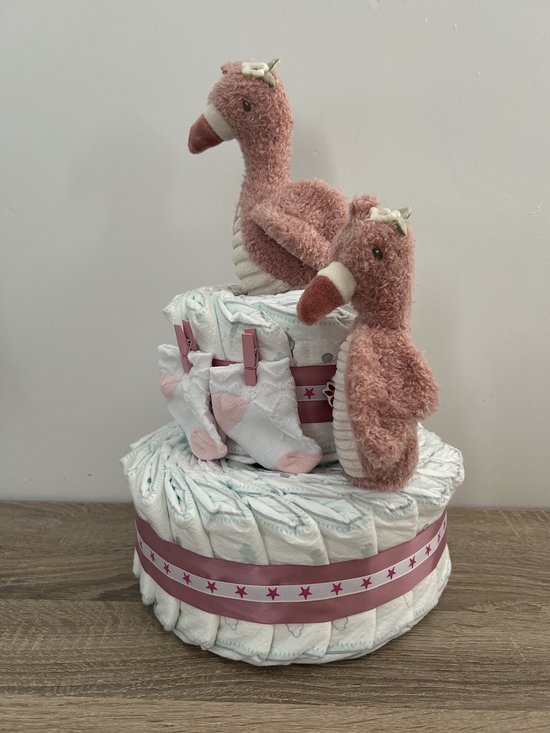 2-Laags Luiertaart Little Dutch Flamingo Meisje