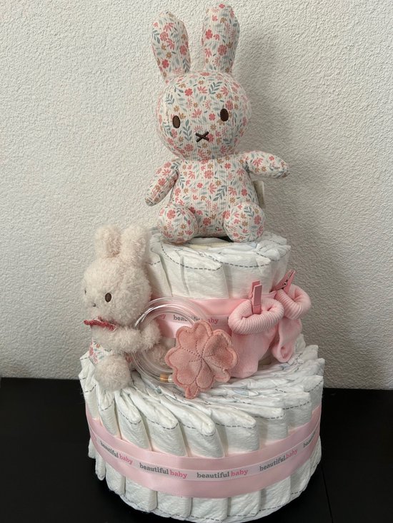 2-Laags Luiertaart Nijntje X Little Dutch Lucky Blossom Roze van Little Dutch