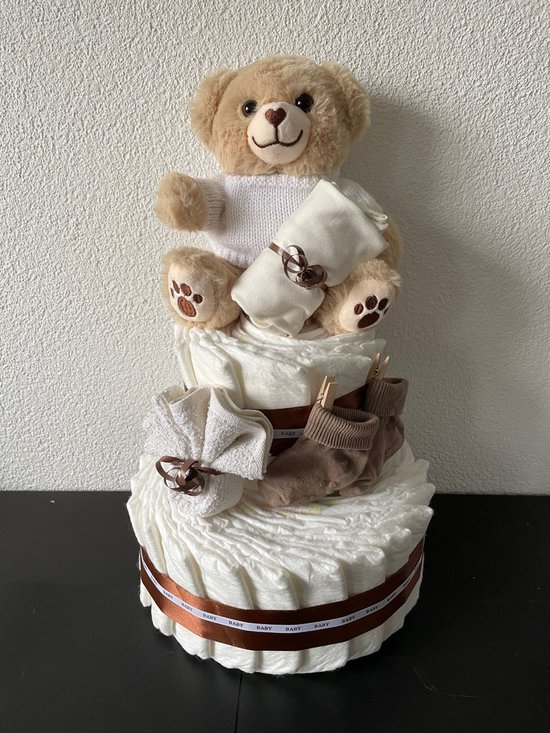 2-Laags Neutrale Luiertaart Beer Soft Touch van BamBam