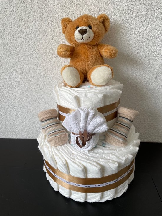 2-Laags Neutrale Luiertaart Beertje Licht Bruin van BamBam