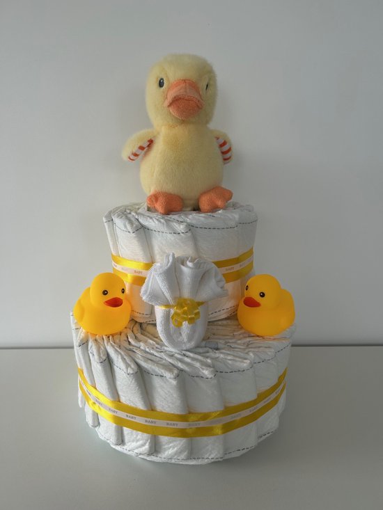 2-Laags Neutrale Luiertaart Eend Keeltoys van Merkloos