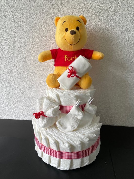 2-Laags Neutrale Luiertaart Winnie de Pooh Beer van Precious Baby.