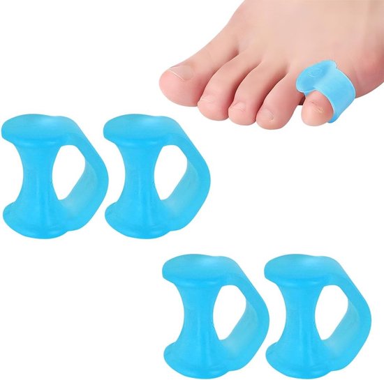 2 Paar Silicone Tussenruimte Voor Voeten, Teentjes Scheiders voor Kleine Teentjes, Voorkom Wrijving en Verminder Druk in Blauw, Standaard Maat