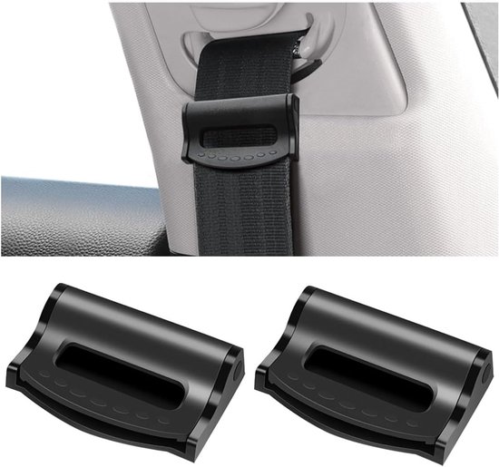 2-pack autogordel verstellers - riempositioneerder - universele gordelclips voor volwassenen/kinderen - autobenodigdheden - zwart van Merkloos