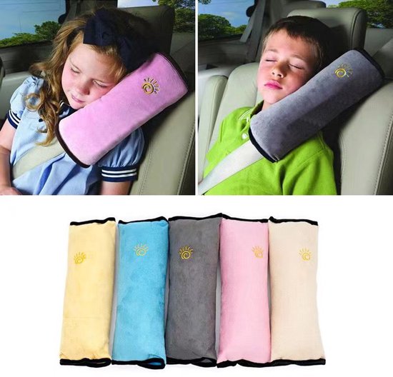 2-Pack Autoveiligheidsgordel Kussens - Comfortabel Schouderkussen voor Kinderen - Verstelbaar - Grijs & Roze