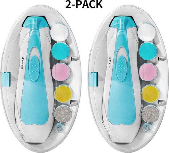 2-Pack Baby Nagelvijlen Elektrisch - Met LED Licht & 3 Opzetstukken - Veilige Nagelverzorging voor Baby's en Volwassenen (Blauw) van LilNails