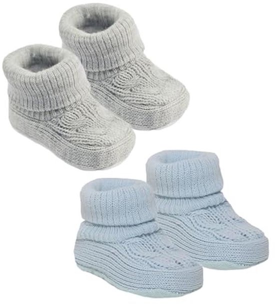 2 Pairs of Baby Shoes 0-3 Months - Cute, Warm, and Safe Booties for Newborns - Ideal for Indoor and Outdoor Use van Merkloos