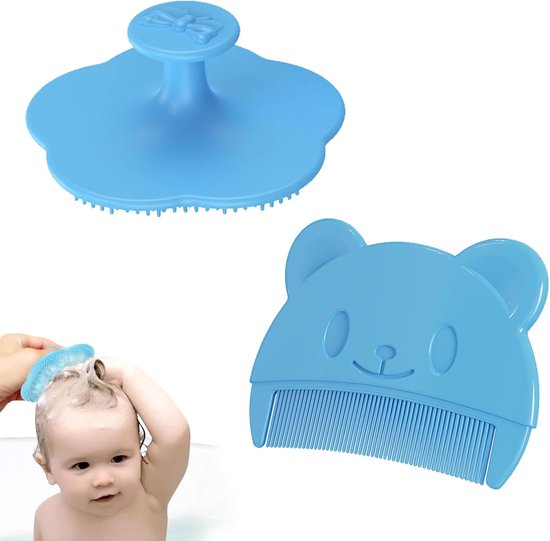2 Pcs Baby Crust Comb - Silicone Scalp Massage Brush - Baby Hair Comb Geschikt voor Pasgeboren Baby van Merkloos