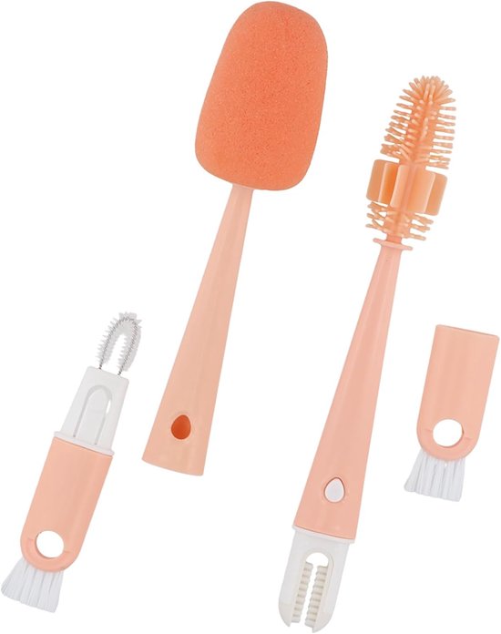 2 Pcs Water Bottle Brushes Set met Lange Handgreep - Verwijderbare Spons Kop Borstel voor Mokken - Multifunctionele Fleswassen Borstels voor Wijn Glazen - Baby Fles - Koffiepannen