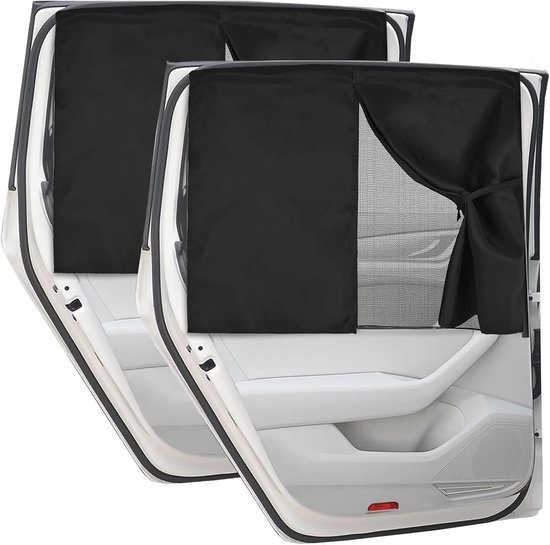 2 stuks - 71*47 cm - auto zonneschermen - universele magnetische auto zonneschermen - voor ramen - dubbele laag autozonneschermhoezen - verduisterende autogordijnen - voor privacy - blokkering van UV-straling en hitte - met 10 magneten - zwart van Merkloos