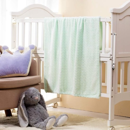 2 stuks 76 x 100 cm schattige gezellige pluizige warme babydekens voor zuigelingen peuters beddengoed wieg kinderwagen - grijze wolk + avocadogroen