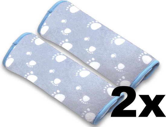 2 Stuks - Autogordel Kussen voor Kinderen - Grijs/Wit - A3 Baby & Kids van A3 Baby & Kids