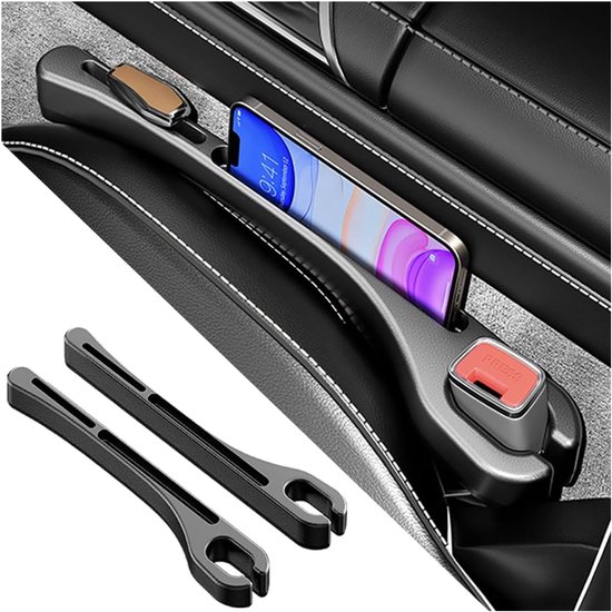 2 stuks - Autostoel Gap Filler Opbergtas met Telefoonhouder - Anti-Val Autostoel Gap Filler - Auto Zijstoel Gap Filler -Vulmiddel voor autostoelopeningen - Essentiële Auto Accessoires - Zwart van Merkloos