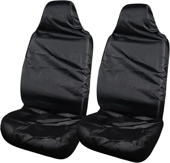 2 stuks - Autostoelhoezen - Stoelhoes - Universele Vrachtwagenstoelhoes - Universele Autostoelhoezen - Waterdicht - Voorstoelhoes - stofkap - met opbergtas - 138*56 cm - zwart van Merkloos