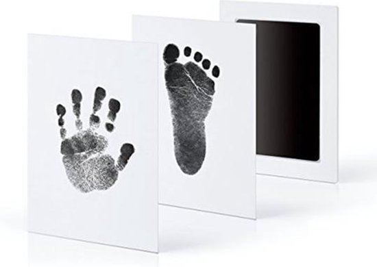 2 stuks Baby fotokaartje handafdruk en voetafdruk - inkt kraamcadeau - eenvoudig schoonmaken -kleur zwart - incl. handleiding van Jokiddo