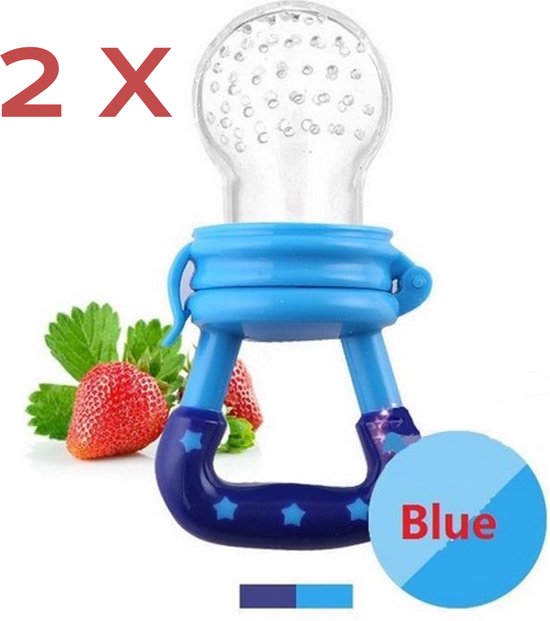 2 Stuks Baby Fruitspeen Siliconen - Speen - Kinderen - Blauw - Baby Fruitspeen Set - Blauwe Siliconen - Veilige Voeding voor Baby's - Gemakkelijk te Reinigen - Vers Fruit - Set van 2 - Baby Speen - Kindvriendelijk van AyeKu
